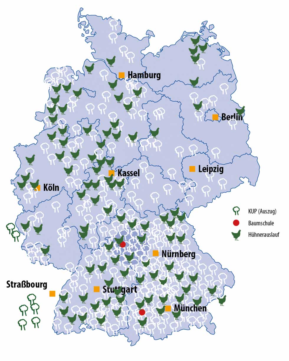 Baumkarte 2023 - Referenzflächen KUP, Hühnerauslauf und Energiewälder